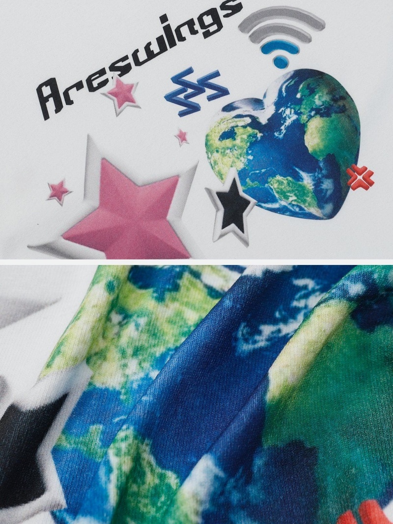 Blanche  T Shirts Aelfric Eden Heart-shaped Earth Print Tee - LLH-6427794